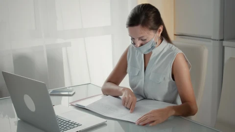 Stock Video On A Digital Meeting At Home With A Face Mask Live Wallpaper - Free Live Wallpaper