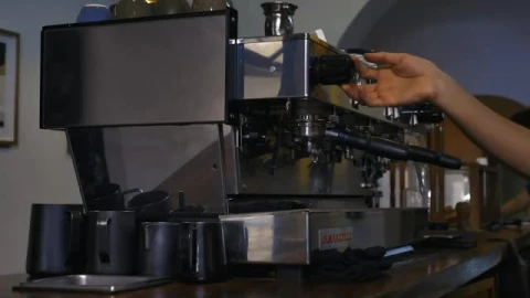 Stock Video Operating A Large Coffee Machine In A Coffee Shop Live Wallpaper - Free Live Wallpaper