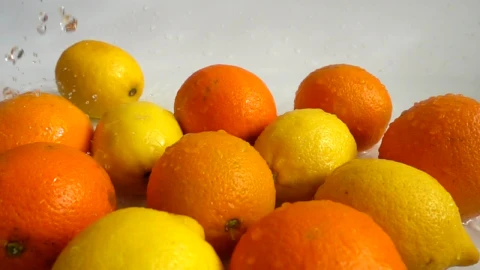Stock Video Oranges And Lemons Being Wet Live Wallpaper - Free Live Wallpaper