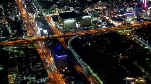 Stock Video Osaka Highway Crossing At Night Live Wallpaper - Free Live Wallpaper