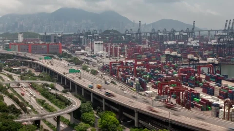 Stock Video Overpass Highway Near The Container Port Live Wallpaper - Free Live Wallpaper
