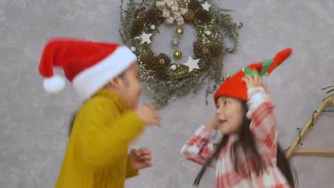 Stock Video Pair Of Excited Little Girls At Christmas Live Wallpaper - Free Live Wallpaper