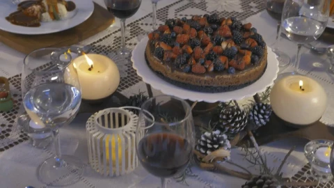 Stock Video Pan Shot Of Christmas Dinner On A Table Live Wallpaper - Free Live Wallpaper