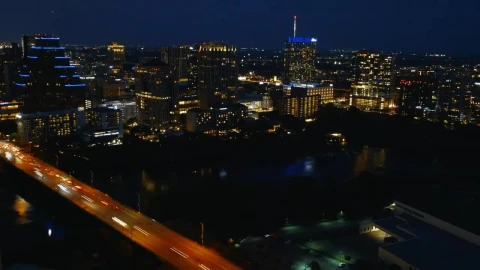 Stock Video Panorama Of A Big City At Night From Above Live Wallpaper - Free Live Wallpaper