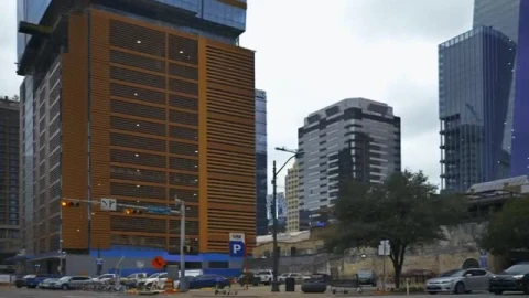 Stock Video Panorama Of A City With Large Buildings From The Street Live Wallpaper - Free Live Wallpaper