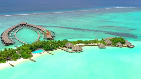 Stock Video Paradise Beach With Bungalows Over The Sea Live Wallpaper - Free Live Wallpaper