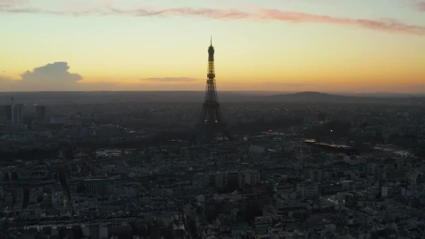 Stock Video Paris At Sunrise Aerial Skyline Shot Live Wallpaper - Free Live Wallpaper