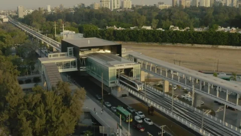 Stock Video Passenger Train Leaving A Station In An Aerial Shot Live Wallpaper - Free Live Wallpaper