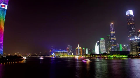 Stock Video Pearl River In Guangzhou At Night Live Wallpaper - Free Live Wallpaper