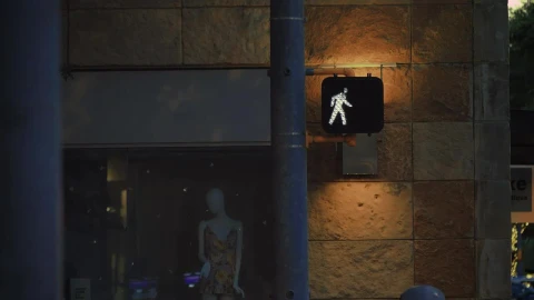 Stock Video Pedestrian Crossing Sign With Light On The Street At Christmas Live Wallpaper - Free Live Wallpaper