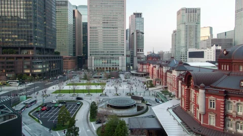 Stock Video People And Cars Moving In A City Of Large Buildings LargeLive Wallpaper - Free Live Wallpaper