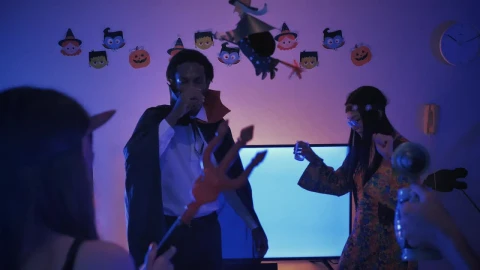 Stock Video People Dancing At A Little Costume Party Live Wallpaper - Free Live Wallpaper
