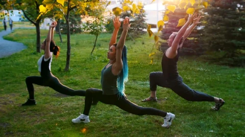 Stock Video People Doing Yoga In The Park Live Wallpaper - Free Live Wallpaper