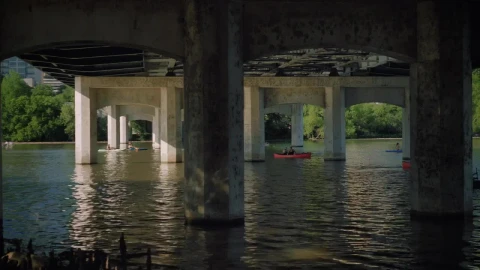 Stock Video People Sailing In A Motorboat Under A Bridge Live Wallpaper - Free Live Wallpaper