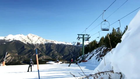 Stock Video People Skiing On The Mountain Live Wallpaper - Free Live Wallpaper