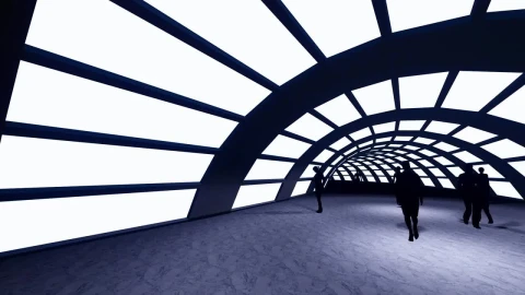 Stock Video People Walking On A Circular Tunnel With Light Live Wallpaper - Free Live Wallpaper