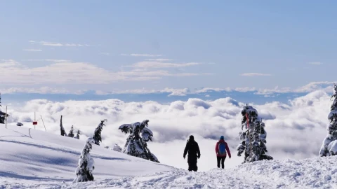 Stock Video People Walking On The Snowy Summit Live Wallpaper - Free Live Wallpaper
