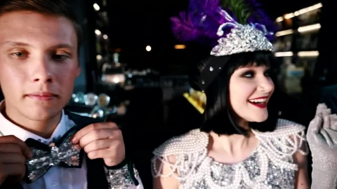 Stock Video People Wearing Retro Theme Party Costumes At A Bar Live Wallpaper - Free Live Wallpaper