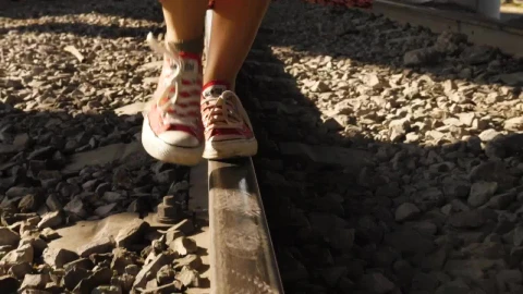 Stock Video Person Balancing On Train Track Live Wallpaper - Free Live Wallpaper