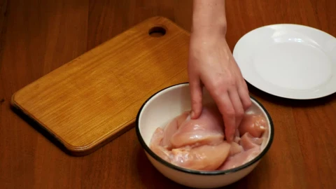 Stock Video Person Cutting Chicken Meat In Kitchen Live Wallpaper - Free Live Wallpaper
