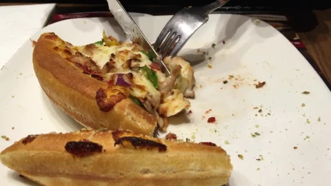 Stock Video Person Eating Pizza Using Cutlery Live Wallpaper - Free Live Wallpaper