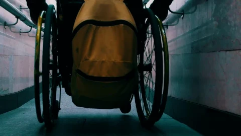 Stock Video Person In A Wheelchair Sliding Down A Narrow Slope Live Wallpaper - Free Live Wallpaper