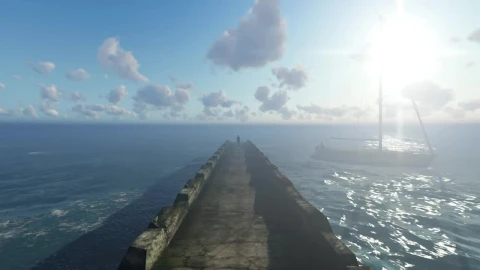 Stock Video Person In A Long Pier In The Sea Live Wallpaper - Free Live Wallpaper