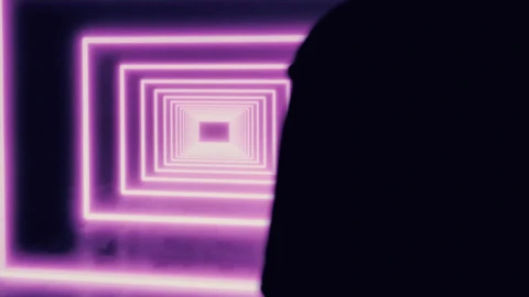 Stock Video Person In The Dark In Front Of A Square Tunnel Live Wallpaper - Free Live Wallpaper