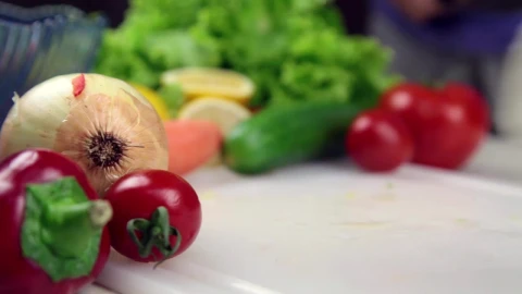Video Stock Person Slicing Cheese At A Table With Vegetables Live Wallpaper Free - Free Live Wallpaper