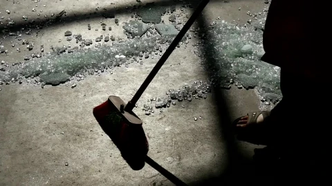 Video Stock Person Sweeping Many Broken Glass From The Floor Live Wallpaper Free - Free Live Wallpaper