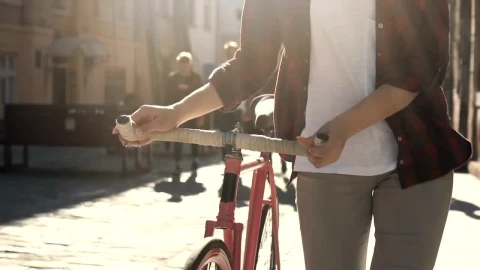 Video Stock Person Walks With His Bike On The Street Live Wallpaper Free - Free Live Wallpaper