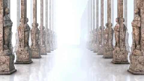 Video Stock Pillars With Human Sculptures D Render Live Wallpaper Free - Free Live Wallpaper