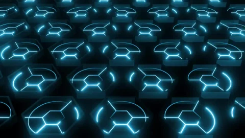 Video Stock Platform With Hexagons With Neon Light Circles Live Wallpaper Free - Free Live Wallpaper
