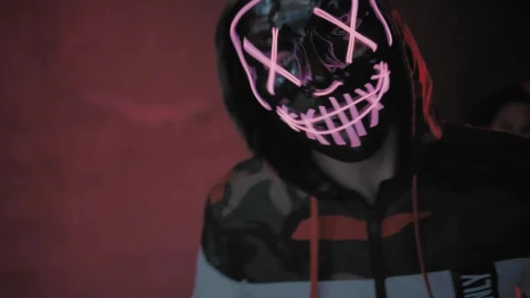 Video Stock Popping Dancer Wearing A Mask With Neon Lights Live Wallpaper Free - Free Live Wallpaper
