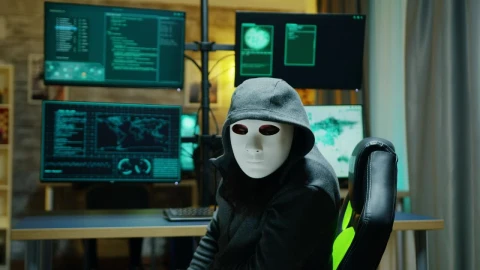 Video Stock Portrait Of A Hacker Wearing A Mask Live Wallpaper Free - Free Live Wallpaper