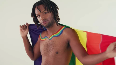Video Stock Portrait Of A Man Wrapped In A Pride Flag Live Wallpaper Free - Free Live Wallpaper