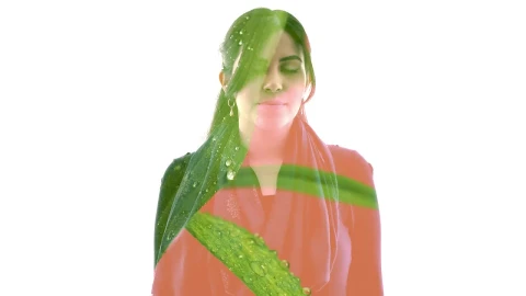 Video Stock Portrait Of A Woman And Leaves With Water Drops Live Wallpaper Free - Free Live Wallpaper