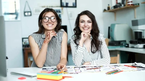 Video Stock Portrait Of Two Young Architects At Their Office Live Wallpaper Free - Free Live Wallpaper
