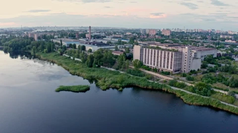 Video Stock Production Factories By The Shore Of A Lake Live Wallpaper Free - Free Live Wallpaper