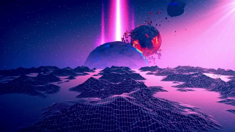 Video Stock Purple Cyberpunk Space With Digital Worlds Live Wallpaper Free - Free Live Wallpaper
