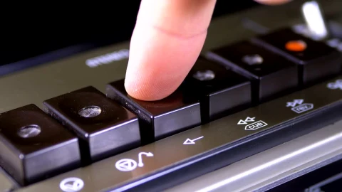 Video Stock Pushing The Play Button On A Vintage Tape Recorder Live Wallpaper Free - Free Live Wallpaper