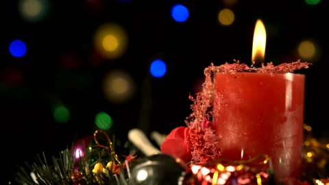 Video Stock Red Candle With Christmas Decorations Live Wallpaper Free - Free Live Wallpaper