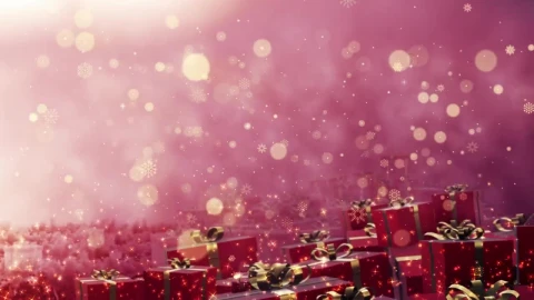 Video Stock Red Christmas Gifts And Gold Snowflakes Live Wallpaper Free - Free Live Wallpaper