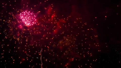 Video Stock Red Fireworks At City Day Festival Live Wallpaper Free - Free Live Wallpaper