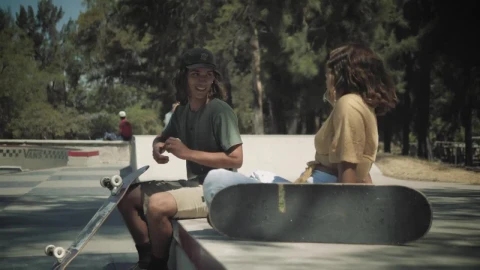 Free Stock Video Skateboarder Talks With A Girl And Goes Down To The Live Wallpaper - Free Live Wallpaper