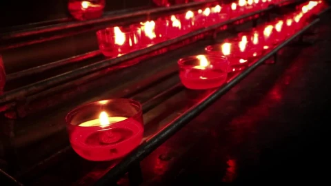 Free Stock Video Religious Or Spiritual Place With Series Of Red Candles Live Wallpaper - Free Live Wallpaper