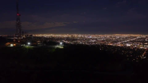 Free Stock Video Revealing The City Of Los Angeles At Night Aerial Live Wallpaper - Free Live Wallpaper