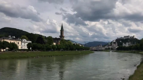 Free Stock Video River Crossing A Town On A Cloudy Day Live Wallpaper - Free Live Wallpaper