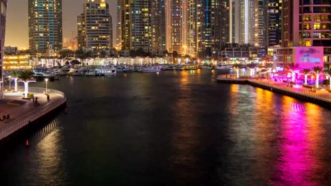 Free Stock Video River Of A City With Boats At Night Live Wallpaper - Free Live Wallpaper