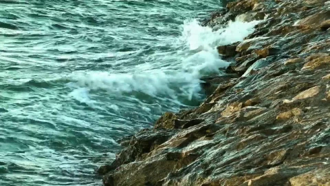 Free Stock Video Rocks Surface Being Hit By The Sea Waves Live Wallpaper - Free Live Wallpaper